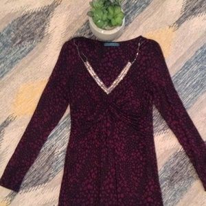 Leopard Print Dress with Glittery V-Neck